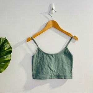 GARAGE | Ribbed Cropped Tank Top Khaki Green Size Large
